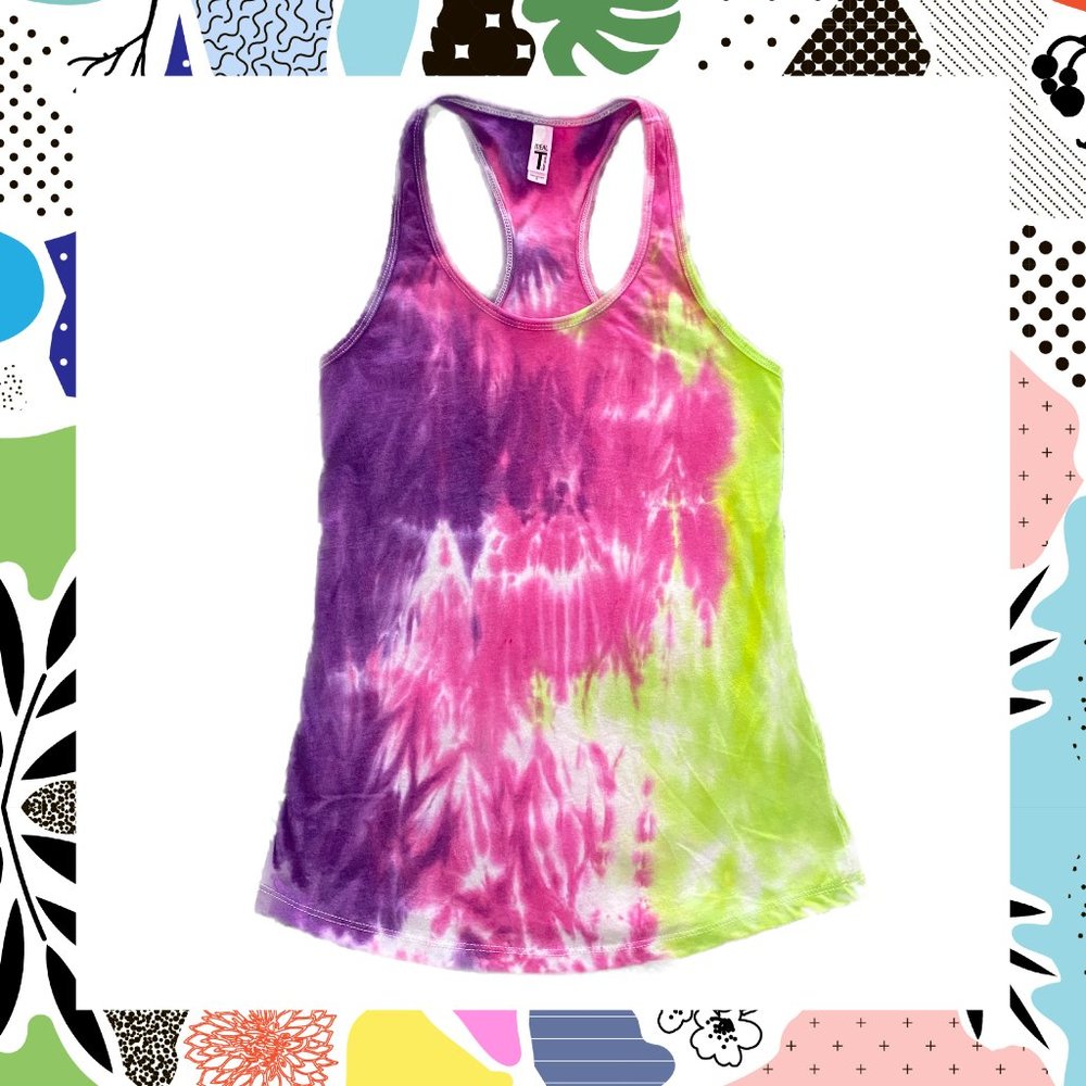 NWOT Neon Custom Tie Dyed Tank Top Size Small
